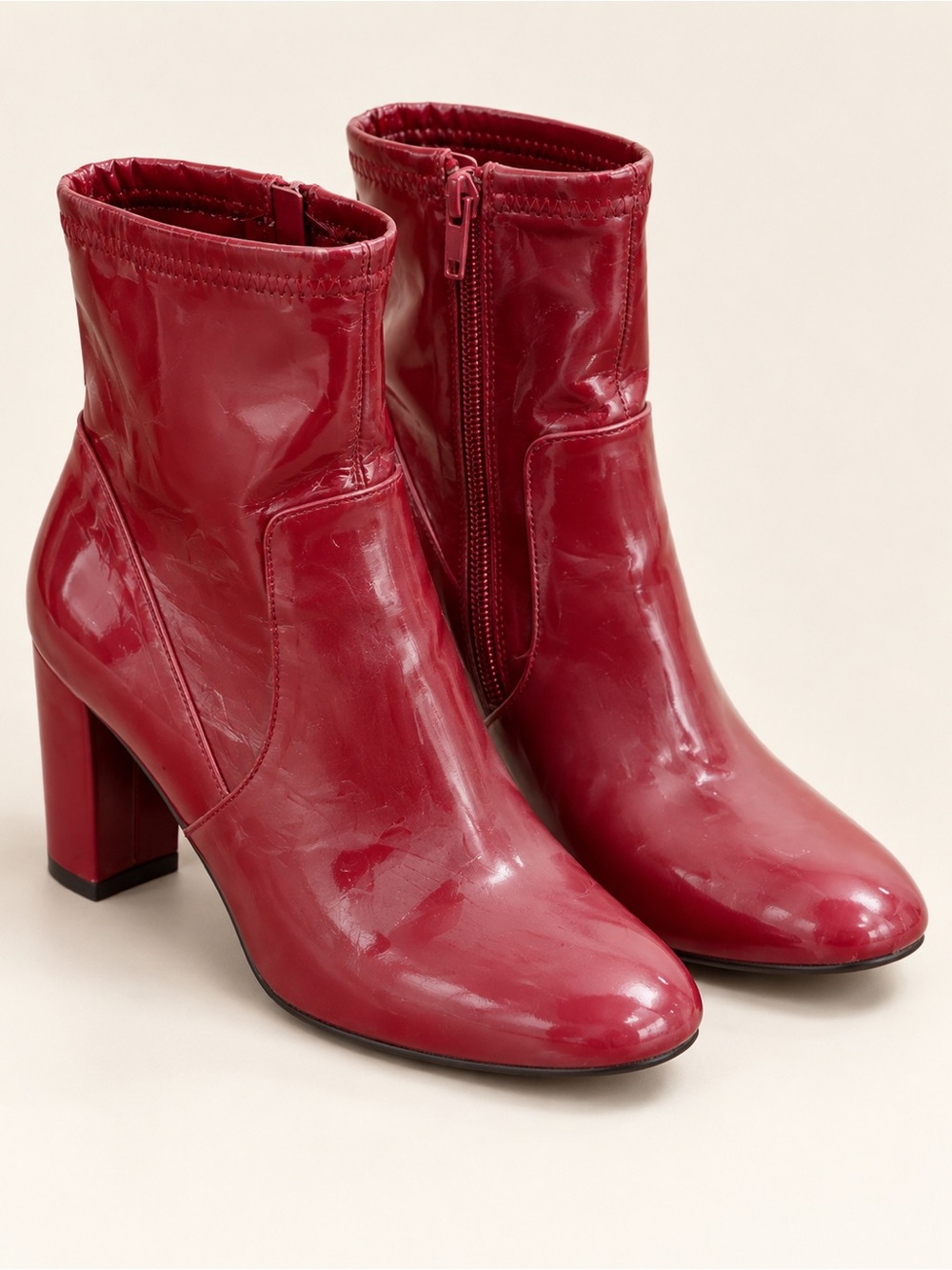 Call It Spring Red Patent Ankle Booties with Block Heel